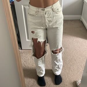 PacSun White Eco Ripped Dad Jeans Size 25